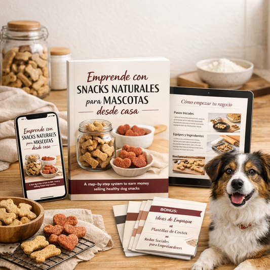 Huellitas Naturales: Crea tu negocio de snacks saludables para mascotas + 🎁🎁 Extras